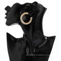 Simple C-shaped geometric cold wind earrings, personalized heavy industry semi-circle business earrings women